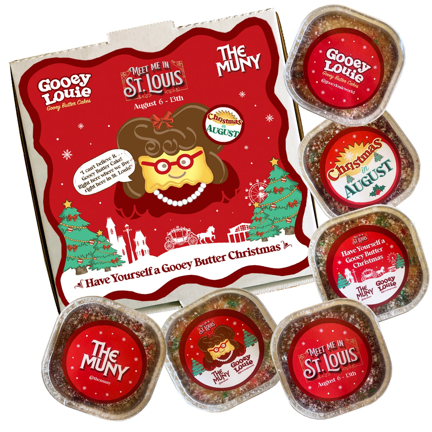 Yourself a Gooey Butter Christmas 6 Individual Servings Gooey Butter Cake - Meet Me in St. Louis Gift Box