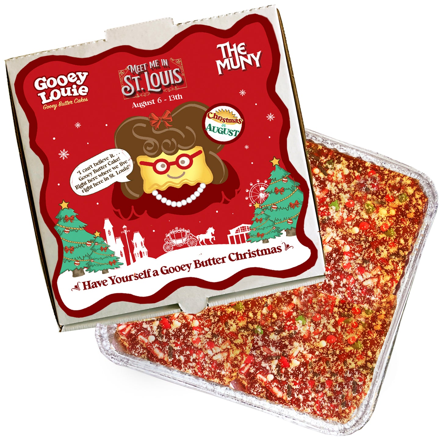 Have Yourself a Gooey Butter Christmas 8x8 Gooey Butter Cake inside Meet Me in St. Louis Gift Box