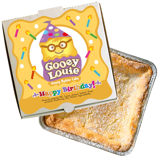 HAPPY BIRTHDAY Gooey Louie Box– Original Gooey Butter Cake LOCAL PICKUP