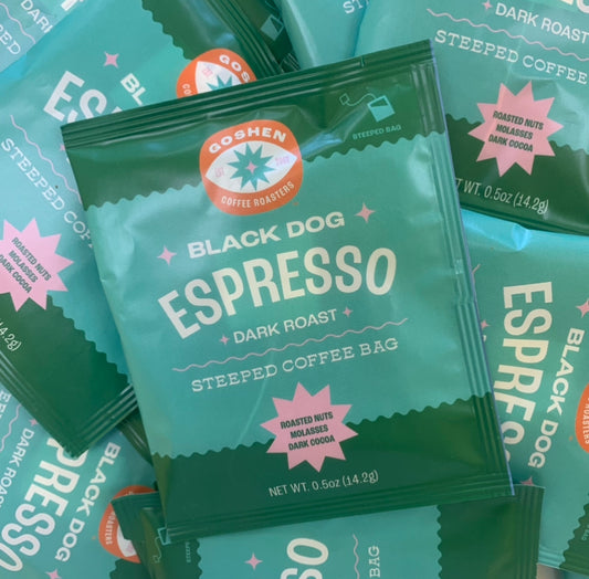 GOSHEN Coffee Single Serve Espresso Black Dog Brew LOCAL PICKUP