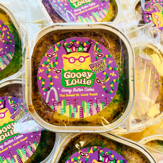 Individual Serving Mardi Gras Gooey Butter "King" Cake