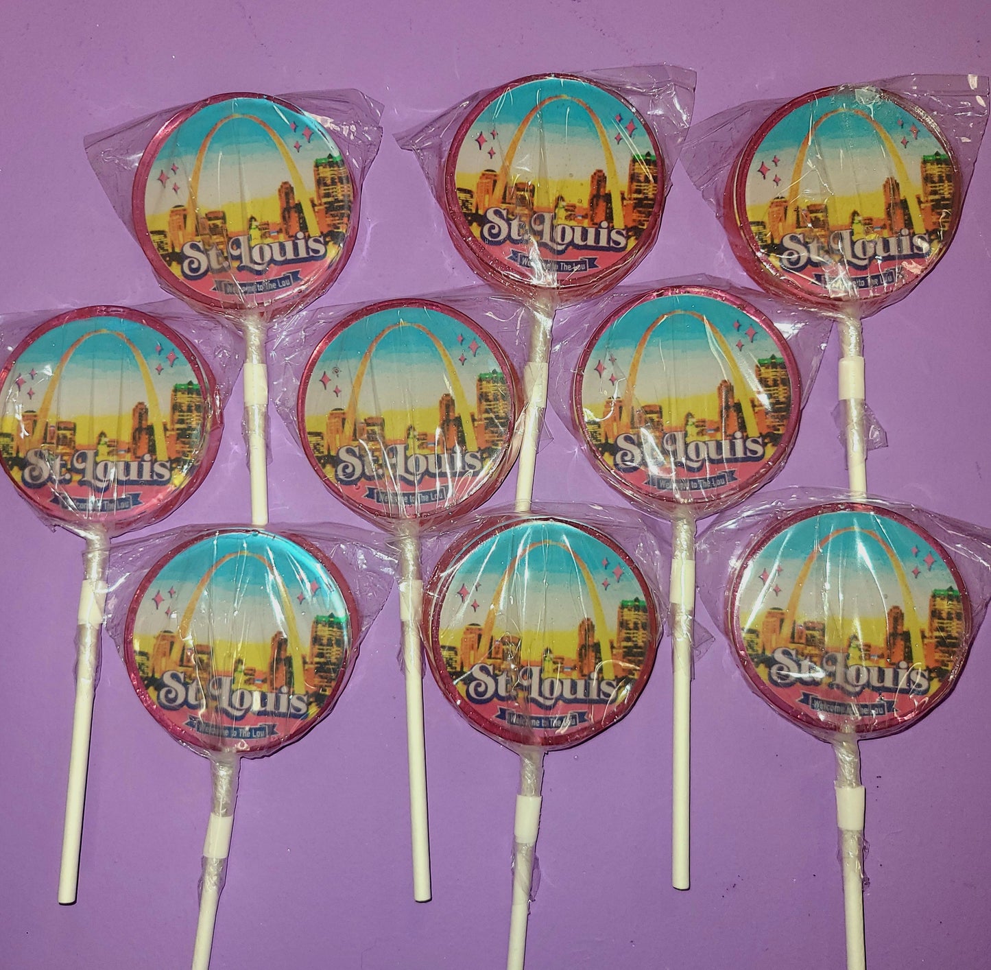 Dozen (12) St. Louis Skyline Lollipops 2.25" (Bulk) SHIPPING INCLUDED