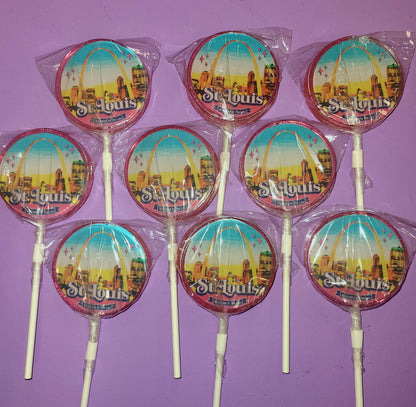 Dozen (12) St. Louis Skyline Lollipops 2.25" (Bulk) SHIPPING INCLUDED