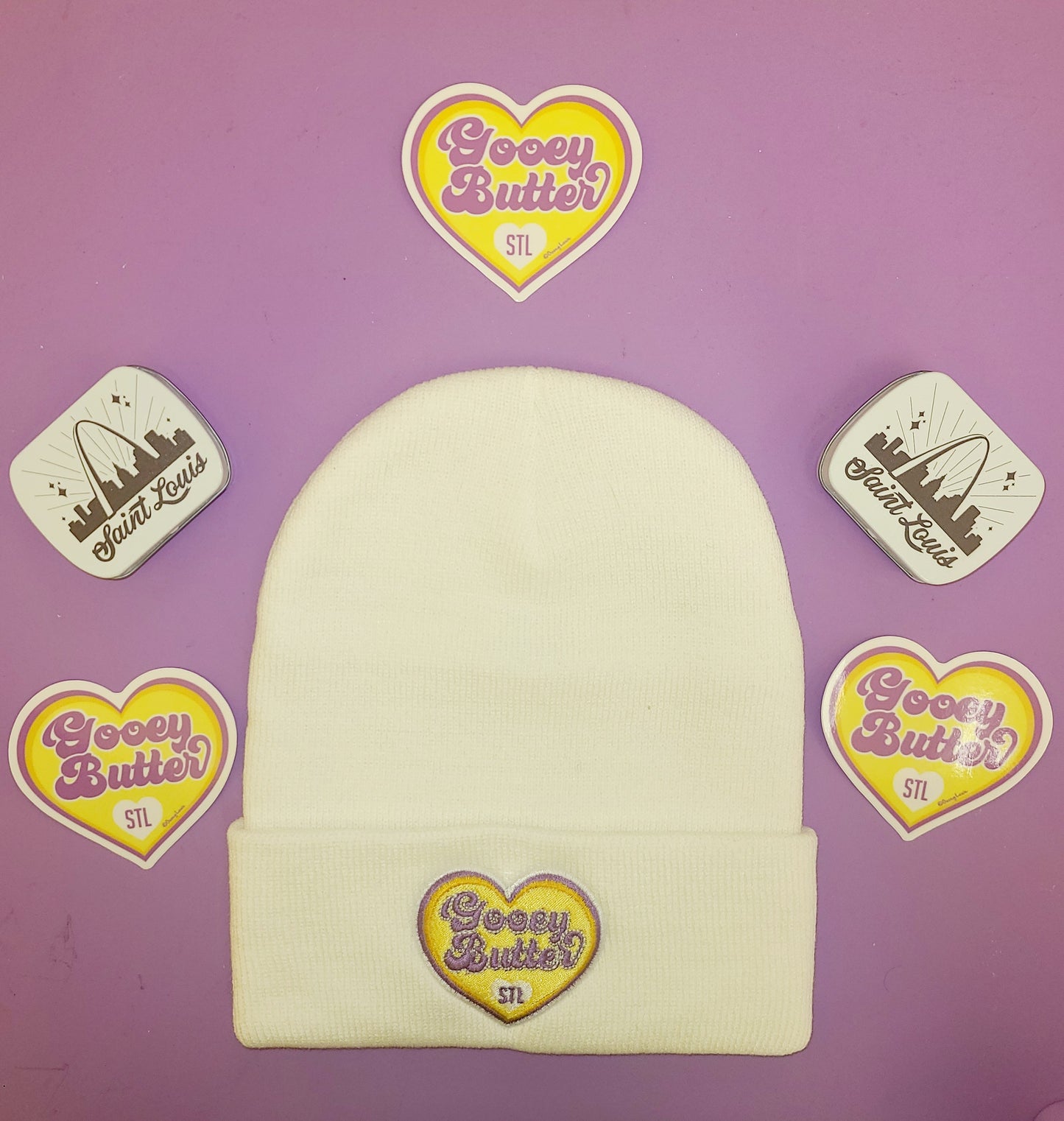 STL Gooey Butter Love White Beanie Hat SHIPPING INCLUDED