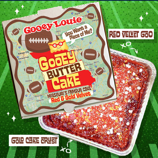 RED & GOLD VELVET Gooey Butter Cake BIG GAME Gift Box