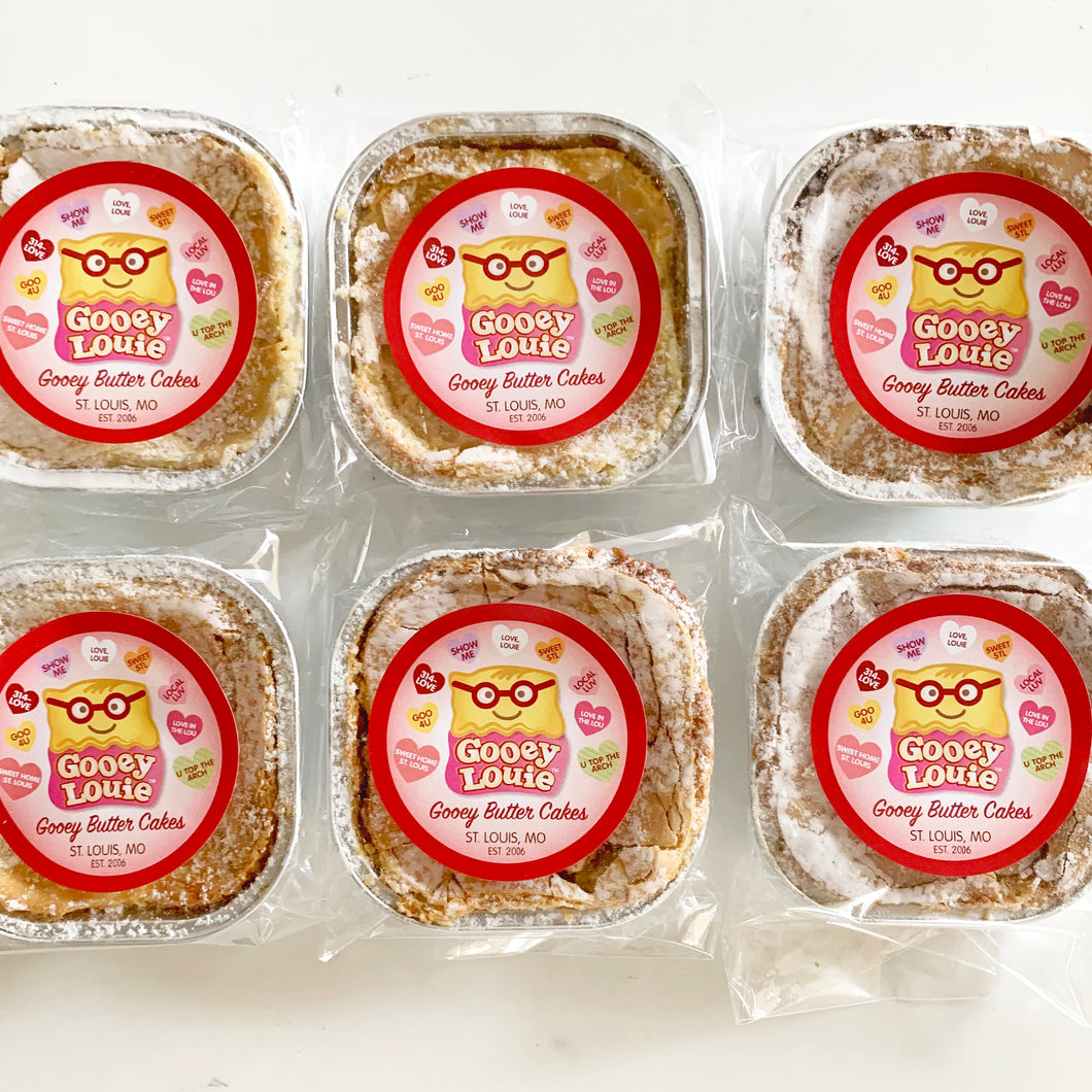 Half Dozen Happy Valentine's Day Gooey Butter Cake Individual Servings FREE SHIPPING