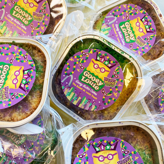 Individual Serving Mardi Gras Gooey Butter Cake